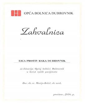 Priznanje Lige protiv raka Dubrovnik 13